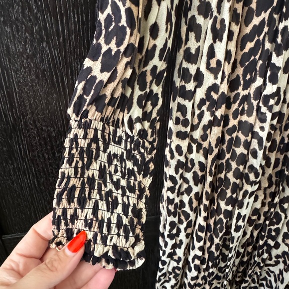 Ganni Smocked Leopard Dress, size 10US/40EU - Picture 4 of 6